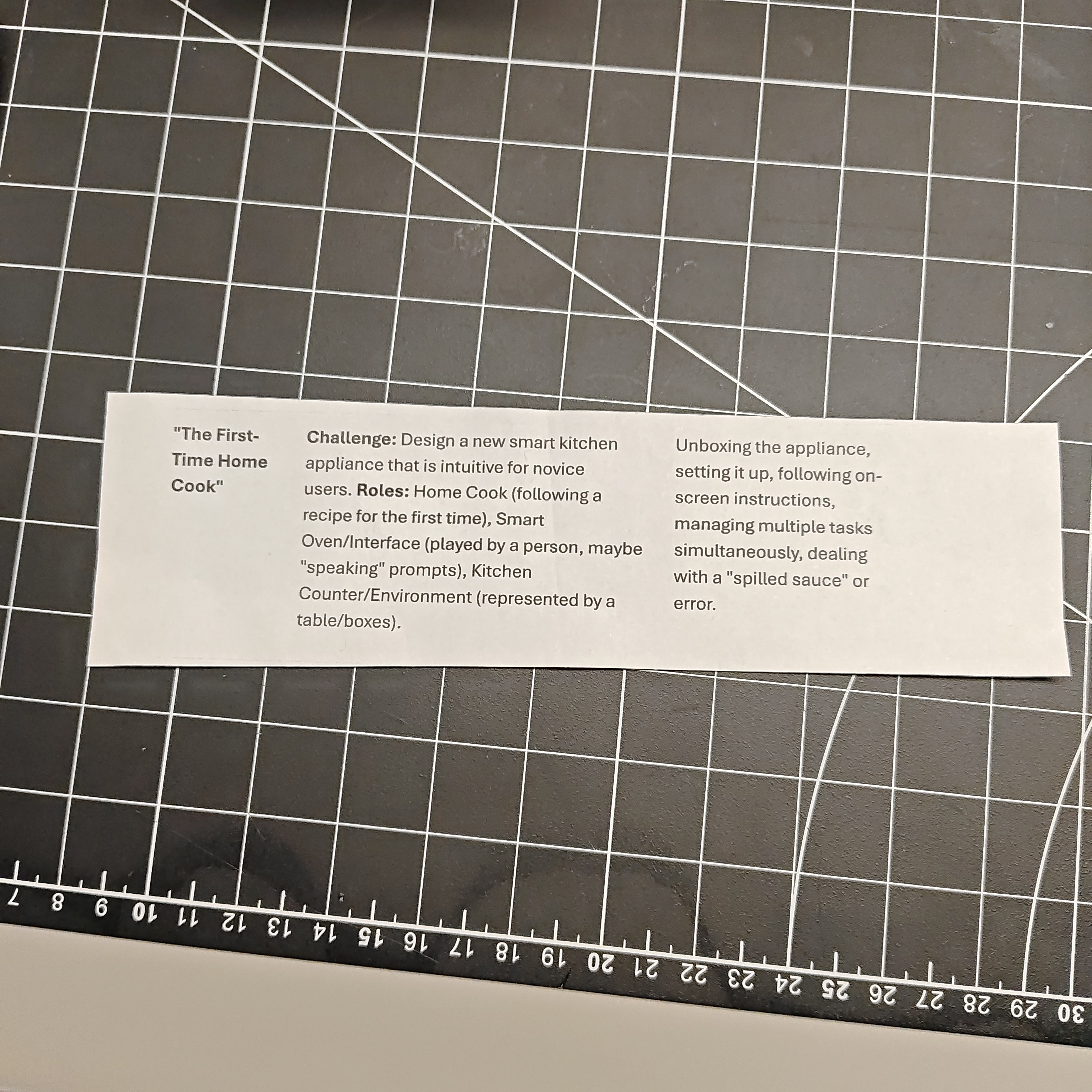 During in-class workshop, explored about Role Playing prototyping method to ideate physical computing project ideas. This is the prompt we got. 